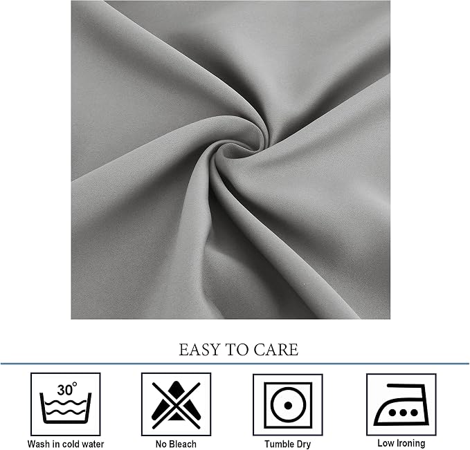 Diraysid Light Grey Grommet Blackout Curtains - Image 5