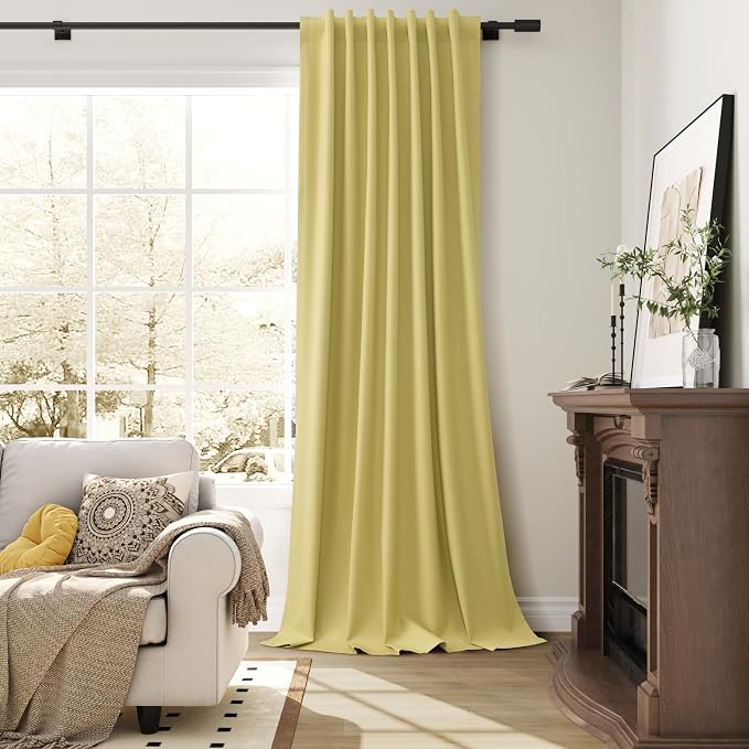Yellow Linen 100% Blackout Curtains 84 Inch Long - Image 4