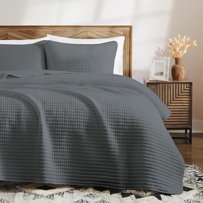 King Size Quilt-Lightweight Bedspreads Grey King Quilt Bedding Set | Soft - Image 8