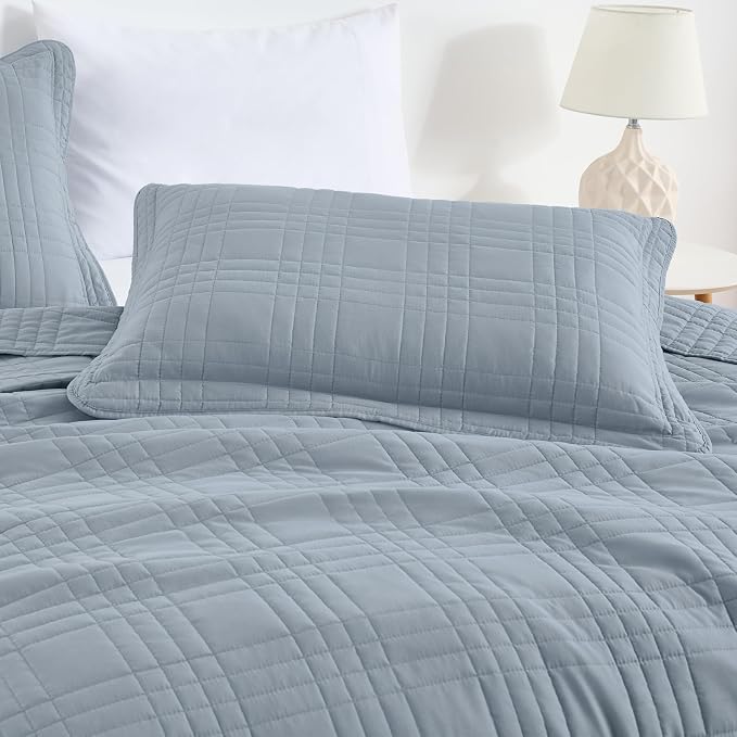 Chezmoi Collection Kingston Queen Size Bedspread Set, 3-Piece Cool Gray - Image 4