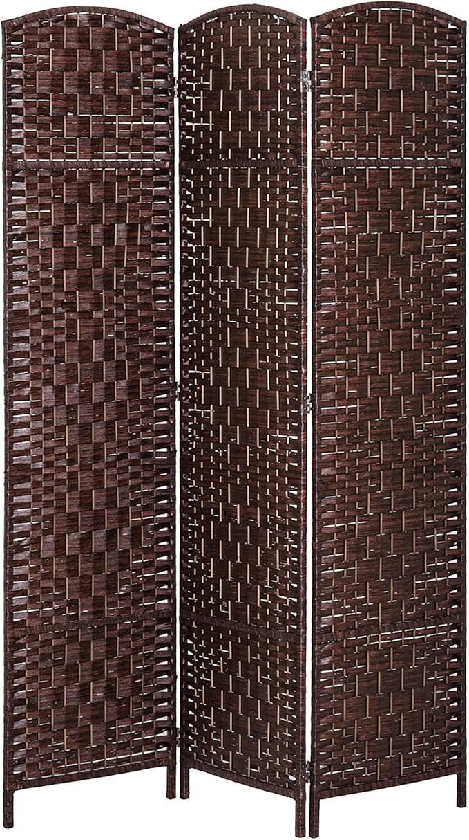 HOMCOM Room Divider 3-Panel, 6FT-Tall Folding Privacy Screen, Hand-Woven Design by HOMCOM