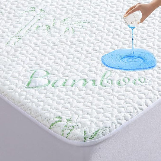 GOONIK Twin Size Mattress Protector, Breathable Bamboo Viscose Waterproof Twin Mattress Pad Cover with 6-16 inches Deep Pocket