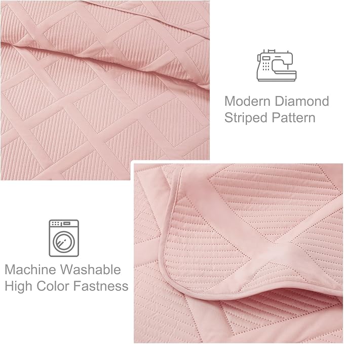 Exclusivo Mezcla California King Size Quilt, Blush Pink | Soft Bedspreads - Image 4
