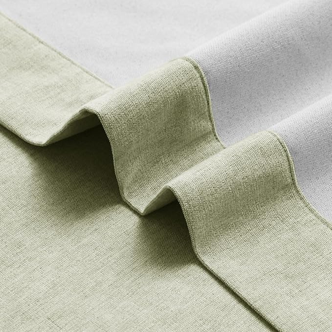 Macochico 100% Blackout Curtains Luxury Chenille Curtains for Living Room Thermal Blackout Curtains for Bedroom Hotel Banquet Classic Decor Green Tint Curtains with Tieback 72" Wx96 L Grommet 1 Panel