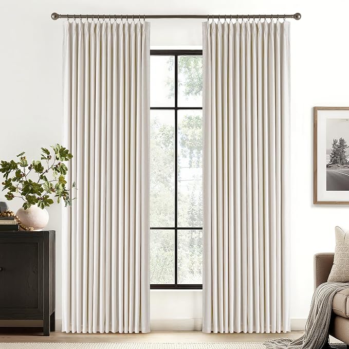 RYB HOME 100% Blackout Pinch Pleated Linen Curtains - Image 2
