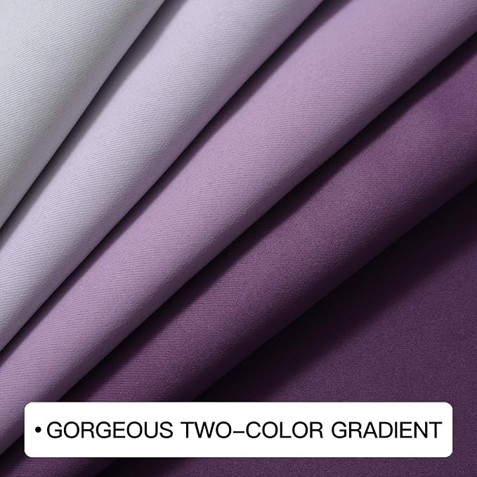 COSVIYA Grommet Room Darkening Ombre Purple Curtains W52xL84 inch | Purple and - Image 4