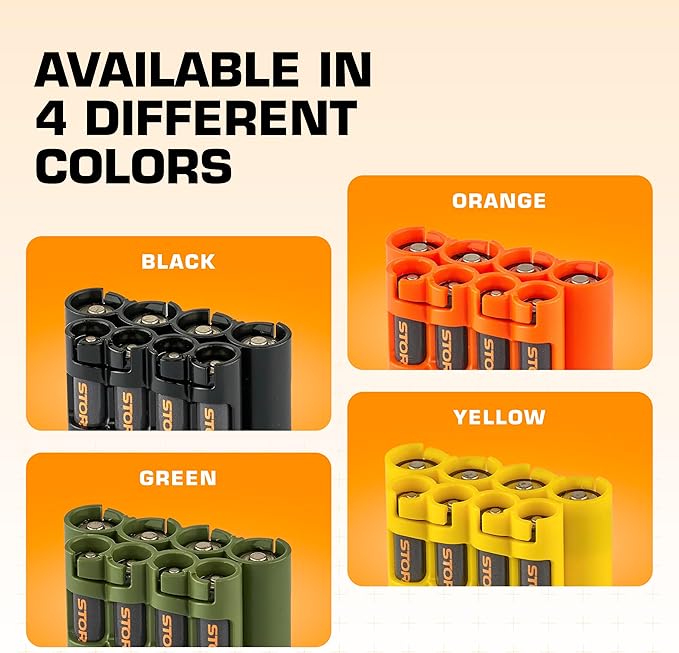 Storacell AA + AAA Combo Battery Storage Caddy and Dispenser, Military Green, Holds 4 AA + 4 AAA Batteries (Not Included), Durable & Compact Design, The Original Battery Caddy, Made in The USA