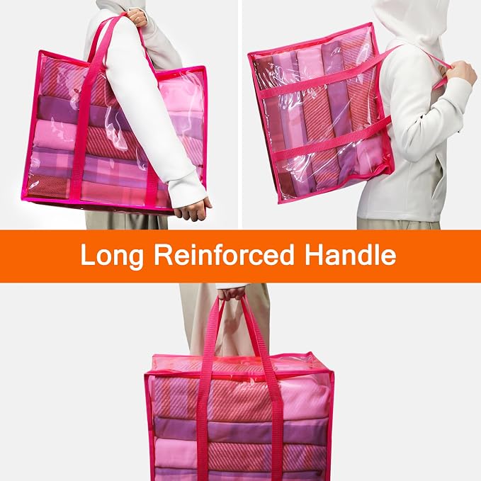 Pink 40L Clear Clothes Storage Bag - Image 4