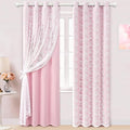 Yinhua Pink Curtains for Girls Room Double Layer Blackout Curtains for Bedroom by yinhua