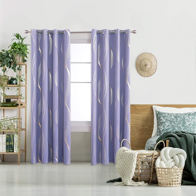 Deconovo Curtains for Living Room, Pattern Blackout Curtains 90 Inches Long | - Image 2