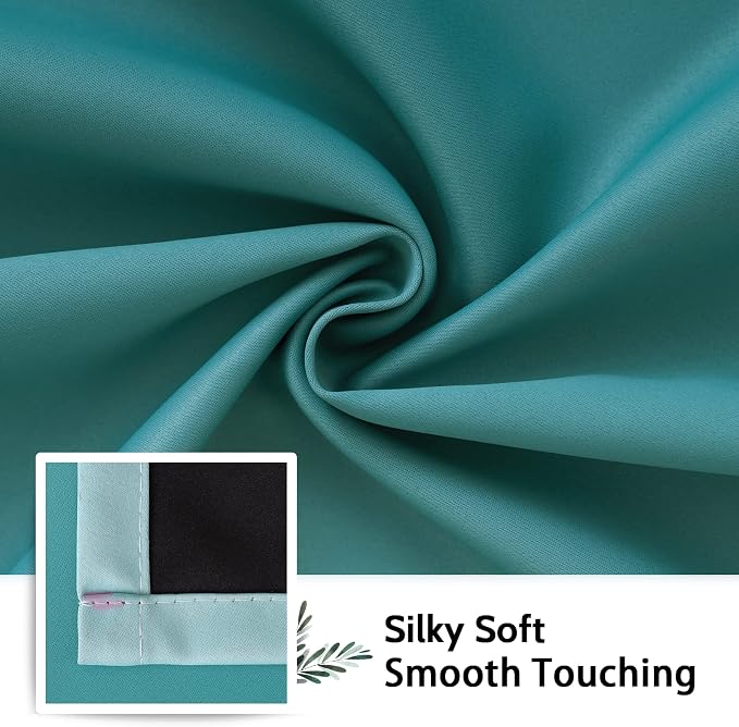 SimpleHome 100% Blackout Ombre Bedroom Curtains Teal and Greyish White - Image 8