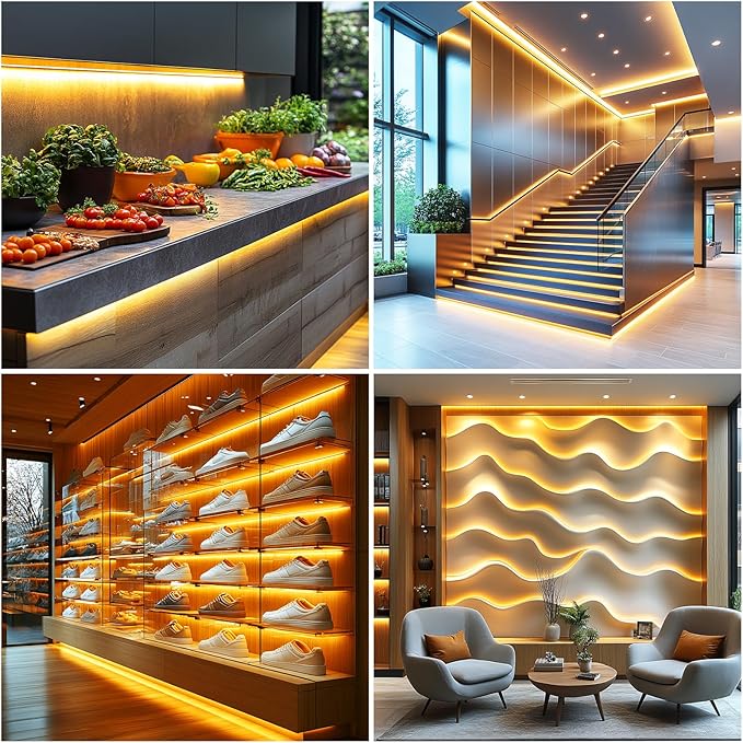 UVTaoYuan Short Led Strip Lights 5V USB LEDs Display Cabinet Lighting COB LED Strip Light 3000K Warm White Not Dimmable Flexible Small led Lights for DIY Home LED TV Lights Indoor Use (3.28FT/1M)