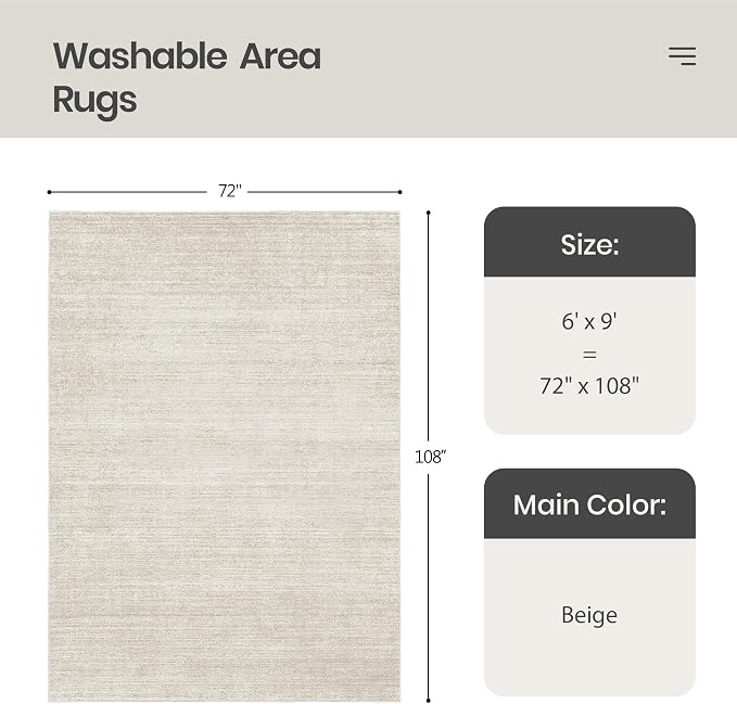 6x9 Area Rugs Non Slip, Large Washable Rugs - Image 2