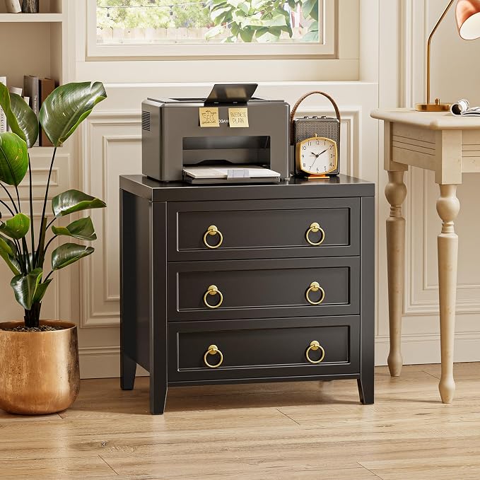 Huuger Paint Night Stand with Charger Station, 3 Drawer Nightstand Set of 2 | - Image 7