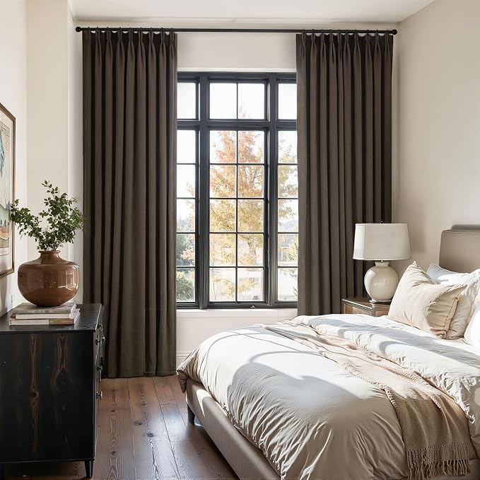 96 inches long Taupe Velvet Blackout Curtains - Image 5