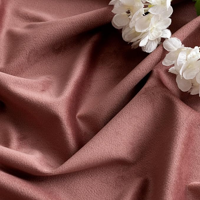MIULEE Dusty Rose Pink Velvet Pinch Pleat Blackout Curtains 52" W x 84" L | 2 - Image 4