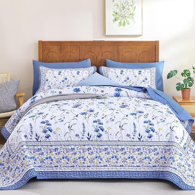 WONGS BEDDING Floral Quilt Set Full Size by WONGSBEDDING