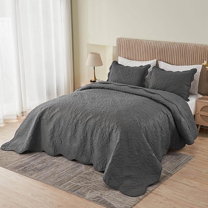 Kingnex Oversized King Bedspreads 128x120 Dark Grey | Lightweight, Extra Wide - Image 4