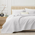 EXQ Home White Quilt Set Twin Size Lightweight Squares Pattern Bedding Set | by EXQHomeTexitleCoLtd
