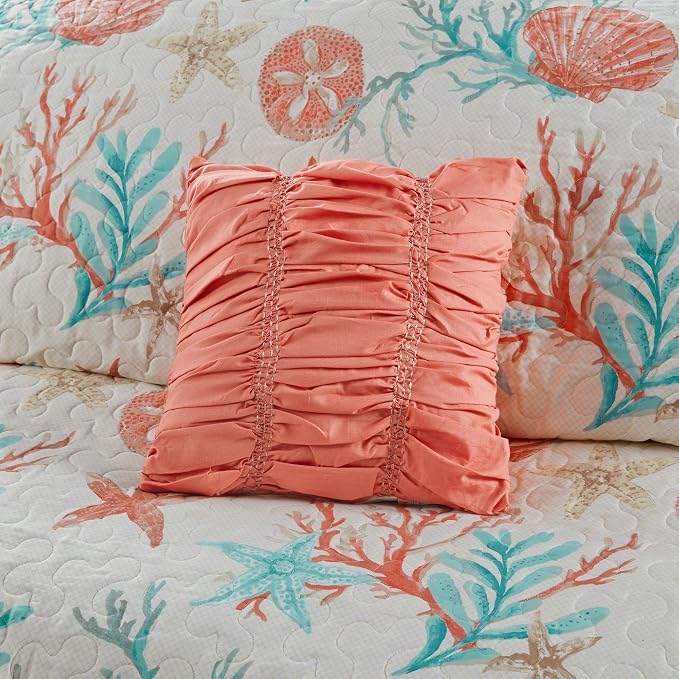 Madison Park Quilt Set Cottage Coastal Design, Starfish Print - Image 7