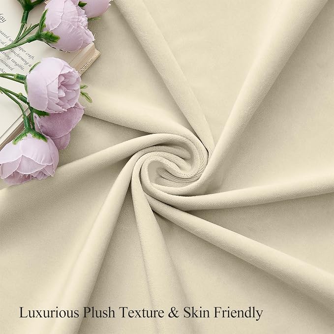 Ivory Velvet Curtains 96 Inch for Bedroom Light Filtering Soundproof | 50% - Image 7