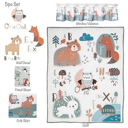 Bedtime Originals Animal Alphabet 5-Piece Infant Nursery Baby Crib Bedding Set