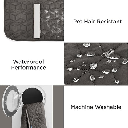 Bedsure 100% Waterproof Bed Cover for Dogs Washable - Non Slip Waterproof Dog Blanket for Bed, Lightweight Furniture Protector Durable for Pet Puppy with Non-Slip Bottom, Dark Grey, 82x82IN