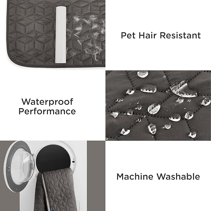 Bedsure 100% Waterproof Couch Cover for Dogs Washable - Non Slip Waterproof Blanket Large for Bed Sofa, Lightweight Furniture Protector Durable for Pet Puppy with Non-Slip Bottom, Dark Grey, 52x82IN