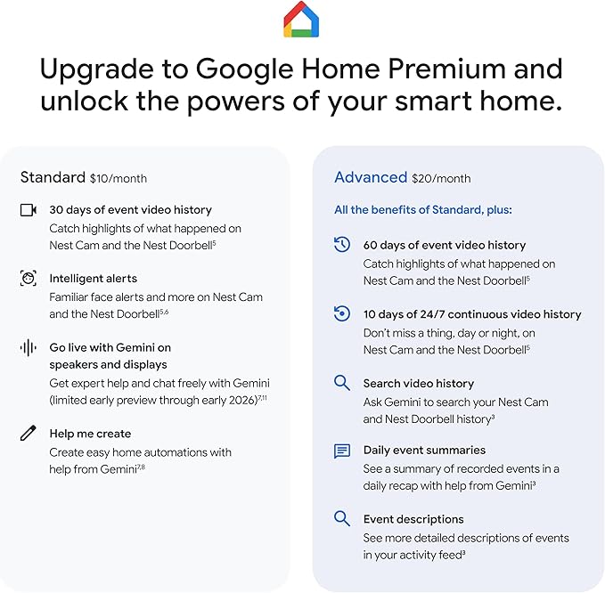 Google Nest Doorbell (Wired, 3rd Gen) - 2K Video and Gemini, Live View, Night Vision, 2-Way Audio - Works with Google Home - 2025 Model - Hazel