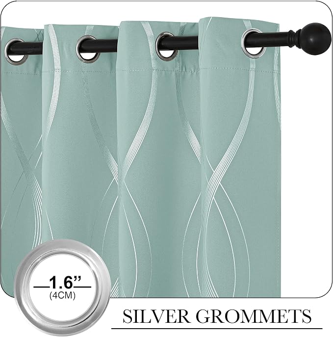 NICETOWN Aqua Blue Stripe Curtain Panels 63 inch Long - Image 5