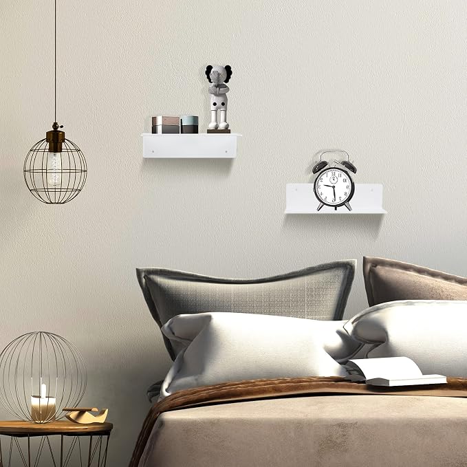 9 Inch Acrylic Floating Shelf No Drill Adhesive Wall Shelf Set of 2 - Image 2