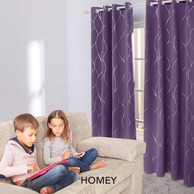 Deconovo Curtains for Living Room, Pattern Blackout Curtains 84 Inches Long | - Image 4