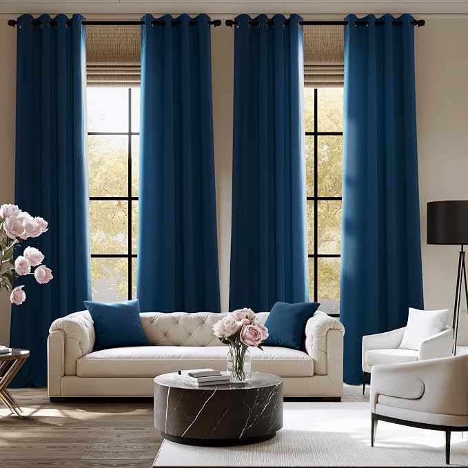 NICETOWN Morrocan Blue Decor Room Darkening Curtains 63 Inches Long 2 Panels - Image 2