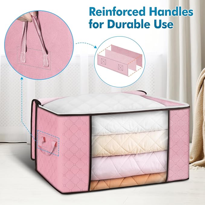 90L Large Storage Bags, 8 Pack Clothes Storage Bins Closet Organizers | - Image 3