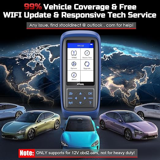 XTOOL TP150 TPMS Programming Tool, Universal TPMS Relearn/Reset/Activate Tool(315/433MHz), Tire Sensor Programmer for XTOOL TS100 Only, Tire Pressure Monitoring System Diagnostic Tool