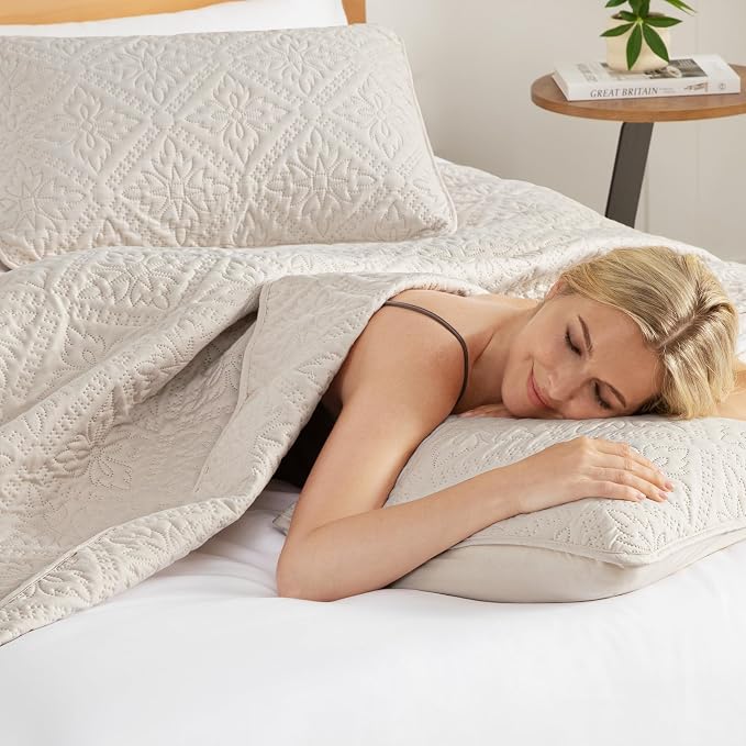 Exclusivo Mezcla Full Queen Quilt Set, Brich Beige | Lightweight Soft - Image 4