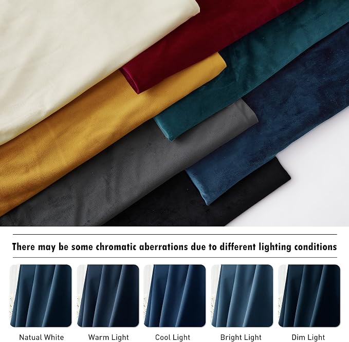 RYB HOME Navy Blue Velvet Blackout Curtains 96 inches Bedroom Living Room | - Image 7