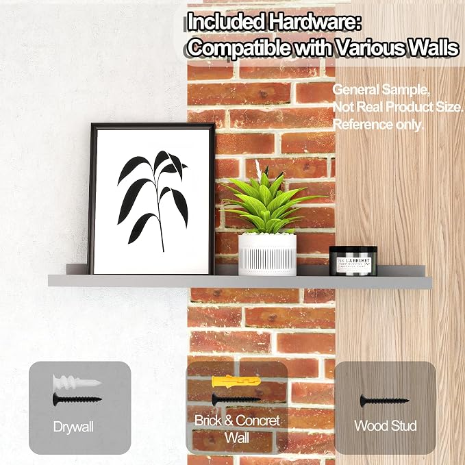 Small Grey Floating Shelves for Wall, Shelf - Image 6
