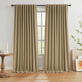 Burlap Color Camel Linen Full Blackout Curtains by KEQIAOSUOCAI