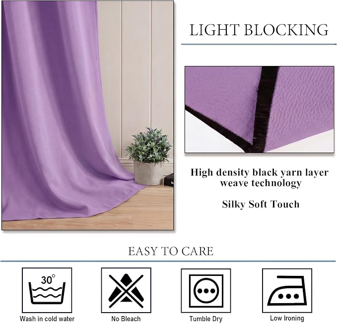 Diraysid Lavender Grommet Blackout Curtains - Image 5