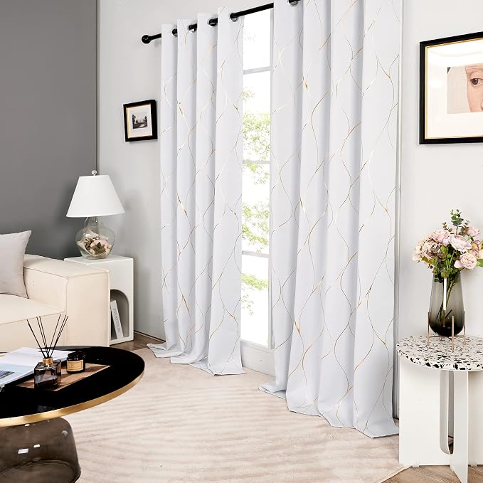 Deconovo Curtains for Living Room, Pattern Blackout Curtains 108 Inch Long | - Image 3