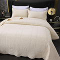 ROOMLIFE Quilt Set King Size 3D Floral Embroidery Pattern 3-Piece Cotton by ROOMLIFE