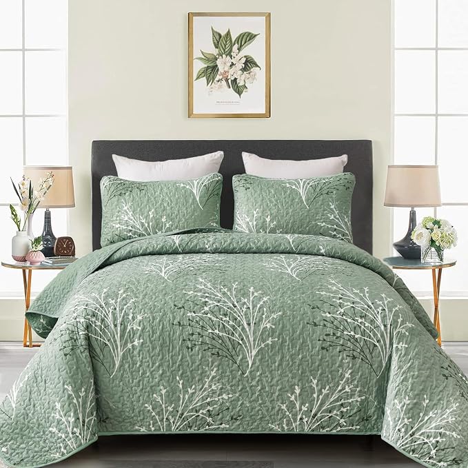 Sage Green Quilt Set King Size by HOME