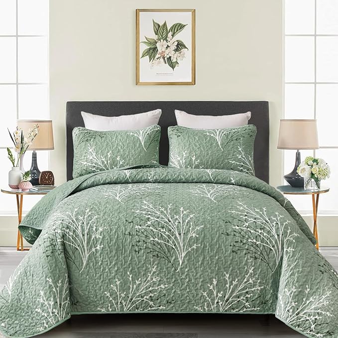 DJY Sage Green Quilt Set Queen Size by HOME