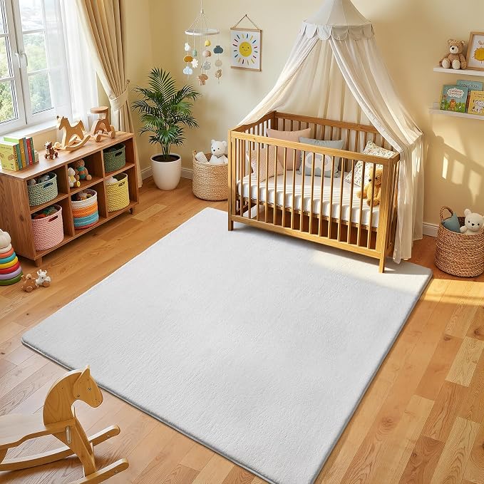5x5 Square Area Rugs for Bedroom Living Room, Modern Non Slip Minimalist Carpet by AmeareaDirect