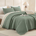 CozyTide Oversized King Quilt 128"x120", Stone-Washed Cotton Olive Green by CozyTideComforterSet