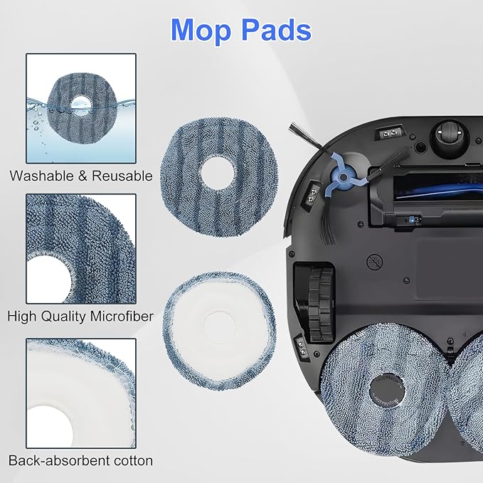 Ancolin 26 Pack Replacement Parts Kit for Eufy X10 Pro Omni Robot Vacuum Accessories, 2 Main Roller Brush 4 Filters 6 Dust Bags 6 Side Brushes 6 Mop Pads 1 Screwdriver 1 Clean Tool