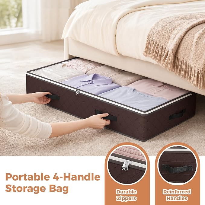 6 Pack 95L Under bed Storage Containers Brown | Underbed Storage Bags - Image 5