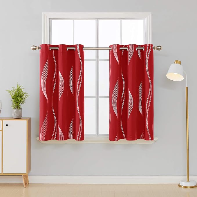 Deconovo Curtains for Living Room, Pattern Blackout Curtains 45 Inches Long | - Image 2