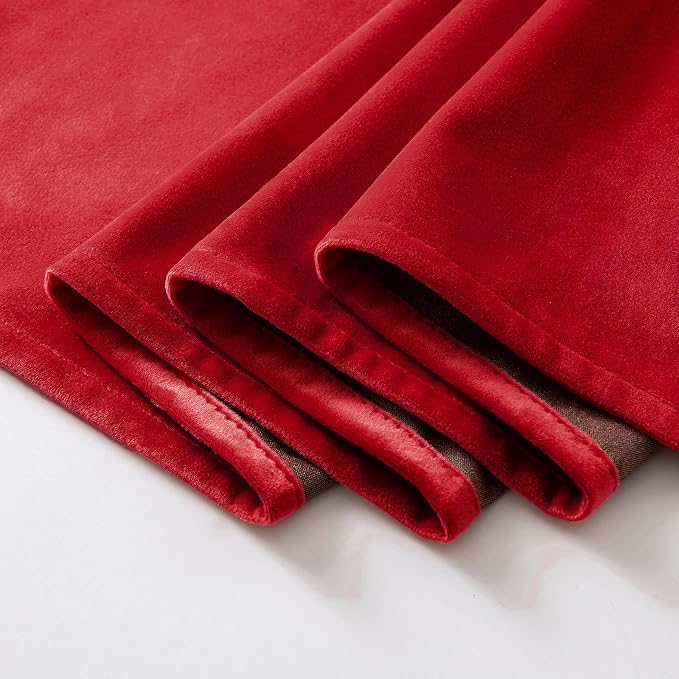 MIULEE Velvet Curtains Christmas Red 52 x 84 Inch Length Set of 2 | Grommet - Image 7